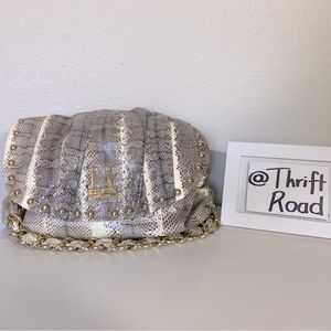 *RARE* HALSTON designer handbag Real Snake Skin Bag Tan Leather Bag Y2K handbag